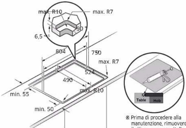 SAMSUNG NZ85C6058KK - Installazione del piano cottura - 4