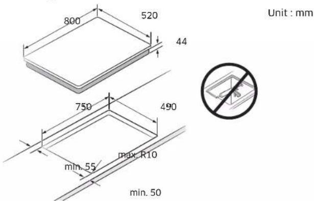 SAMSUNG NZ85C6058KK - Installing the hob - 2