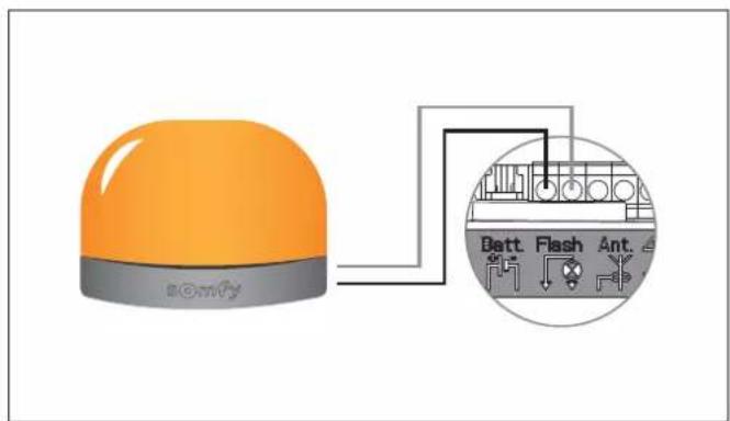 SOMFY GDK 1100 - Raccordement du feu clignotant - 1