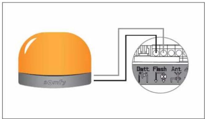 SOMFY GDK 1100 - Connecting the flashing light - 1