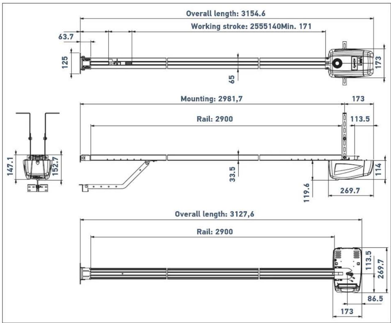 SOMFY GDK 1100 - ▶ Space requirements - 1