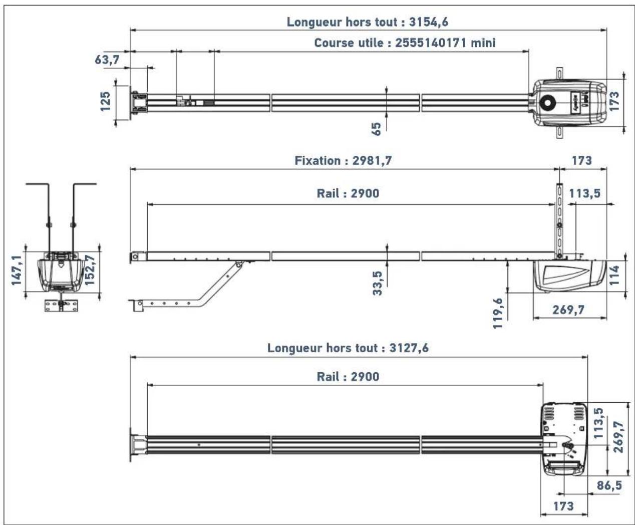 SOMFY GDK 1100 - ▶ Encombrement - 1
