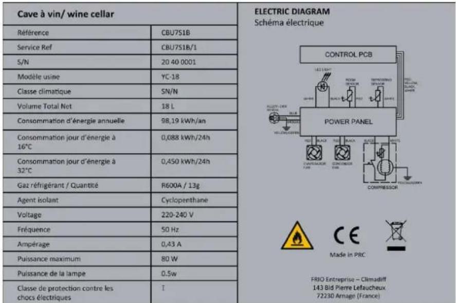 CLIMADIFF CC12F - TARGHETTA INFORMATIVA - 1
