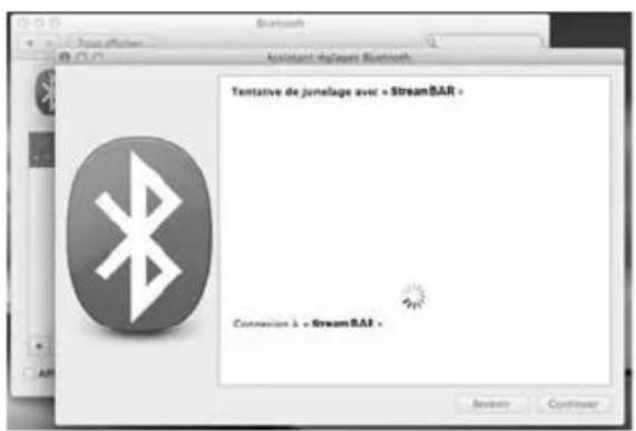 Toutabo Assistant d'agnes Bluetooth Tentative de jornelage avec • StreamBAR Connection à • StreamBAR Backprop Continue