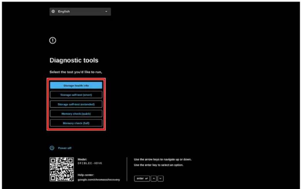 DELL Latitude 3445 Chromebook - Diagnostics avant démarrage de Chrome OS - 3