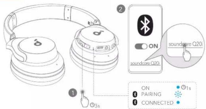 soundcore Q20i - 开机和配对 - 1