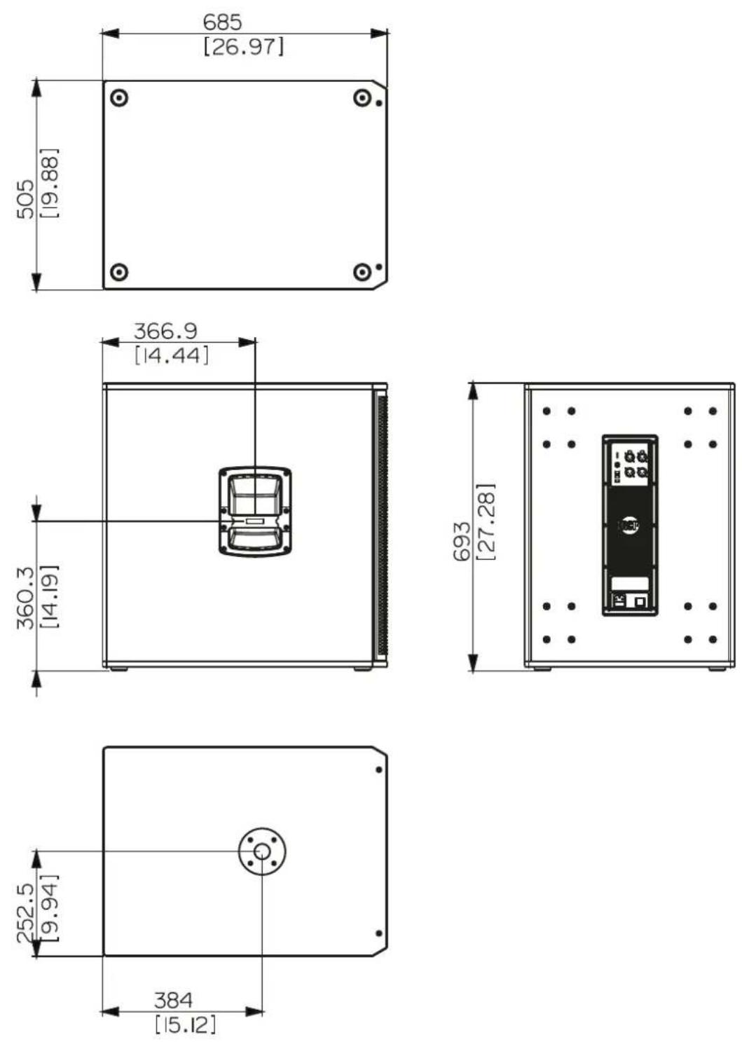 RCF SUB 708-AS MK3 - PANEL TRASERO Y CONTROLES - 4