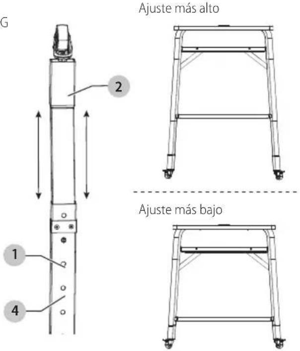 BLACK & DECKER BPZ12SS - Ajuste de altura del soporte (Fig. G) - 1