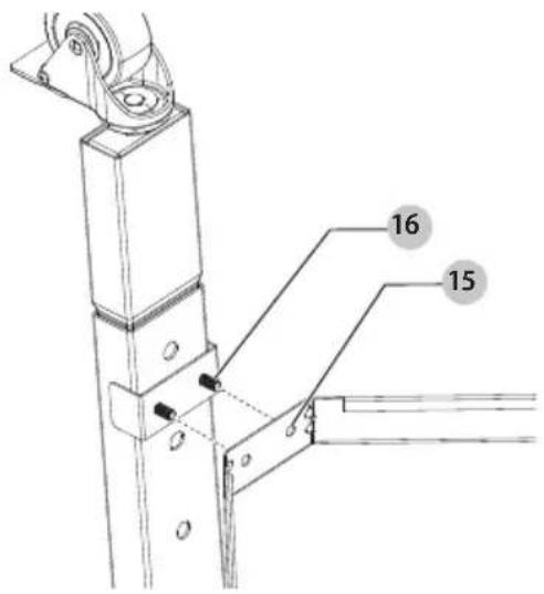 Technical diagram showing mechanical assembly with numbered components labeled 15 and 16