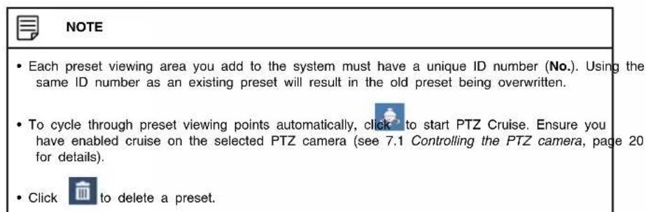Lorex LNZ44P4B - To set PTZ presets: - 2