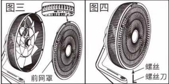 图三 前网罩 图四 螺丝 螺丝刀