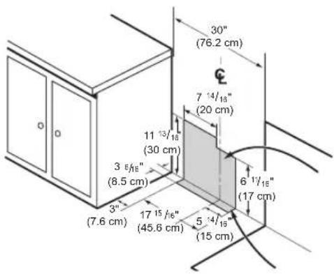 LG STUDIO LSGS6338N - Emplacement de la conduite de gaz et de la prise électrique - 1