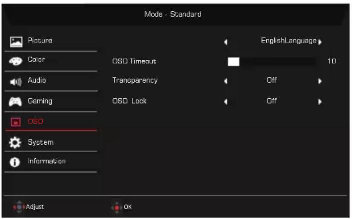 ACER X34V - OSD - 1