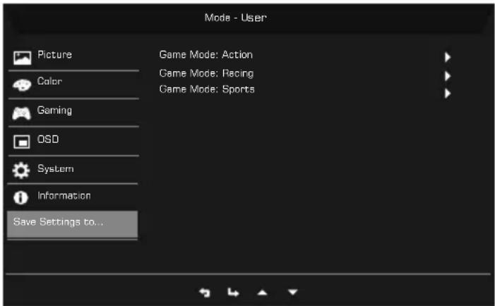 ACER XZ342CUS3 - Enregistrer le réglage vers...(Mode Utilisateur seulement) - 1