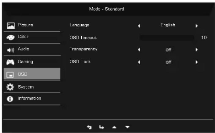 ACER XZ342CUS3 - OSD - 1