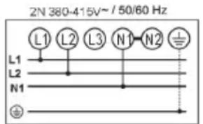 2N 380-415V~/ 50/60 Hz L1 L2 L3 N1 N2 L1 L2 N1 ⊕