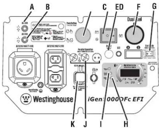 WESTINGHOUSE iGen5000DFc - To start the generator using the engine switch: - 1