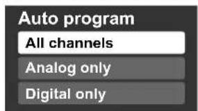 PANASONIC Viera TH-50PX80 - ④ Select scanning mode (ALL channels/Analog only/Digital only) - 1
