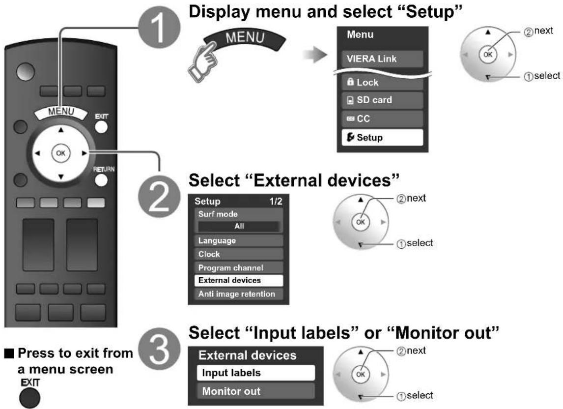 PANASONIC Viera TH-50PX80 - Input Labels/Monitor Out - 1