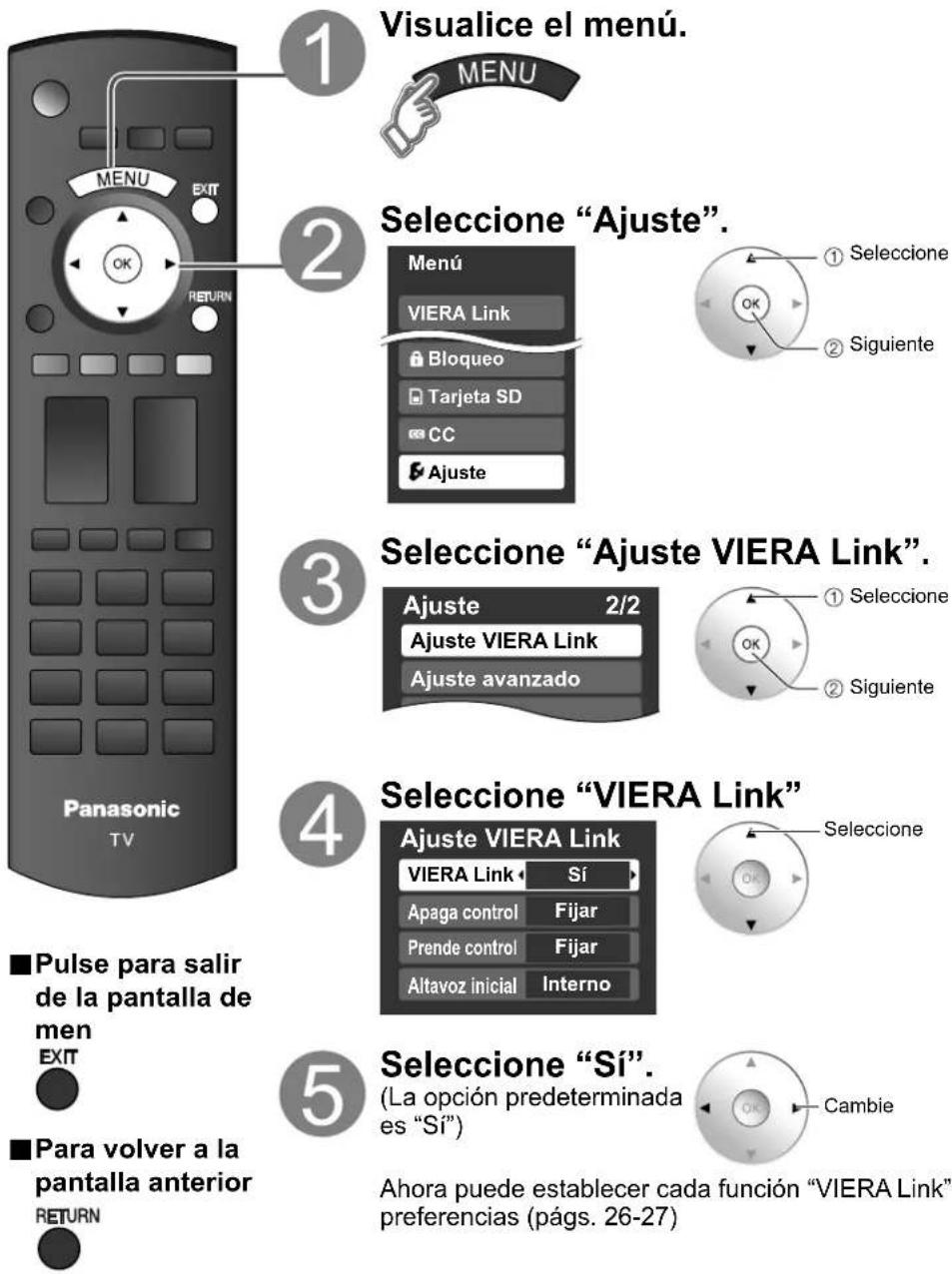 PANASONIC Viera TH-50PX80 - Ajuste VIERA Link™ - 1