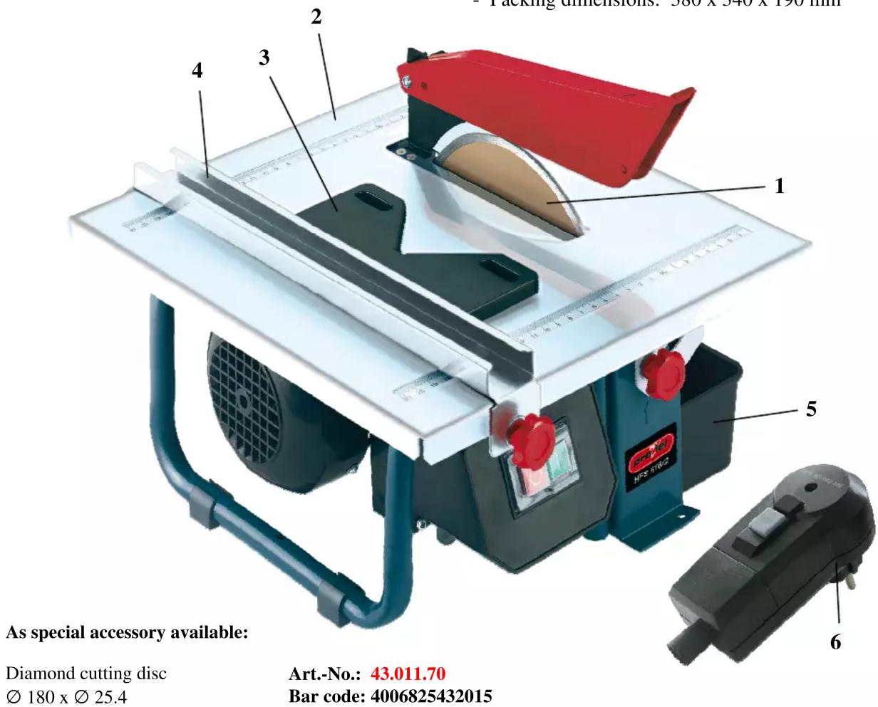 Proviel HFS 518/2 - Technical data: - 1
