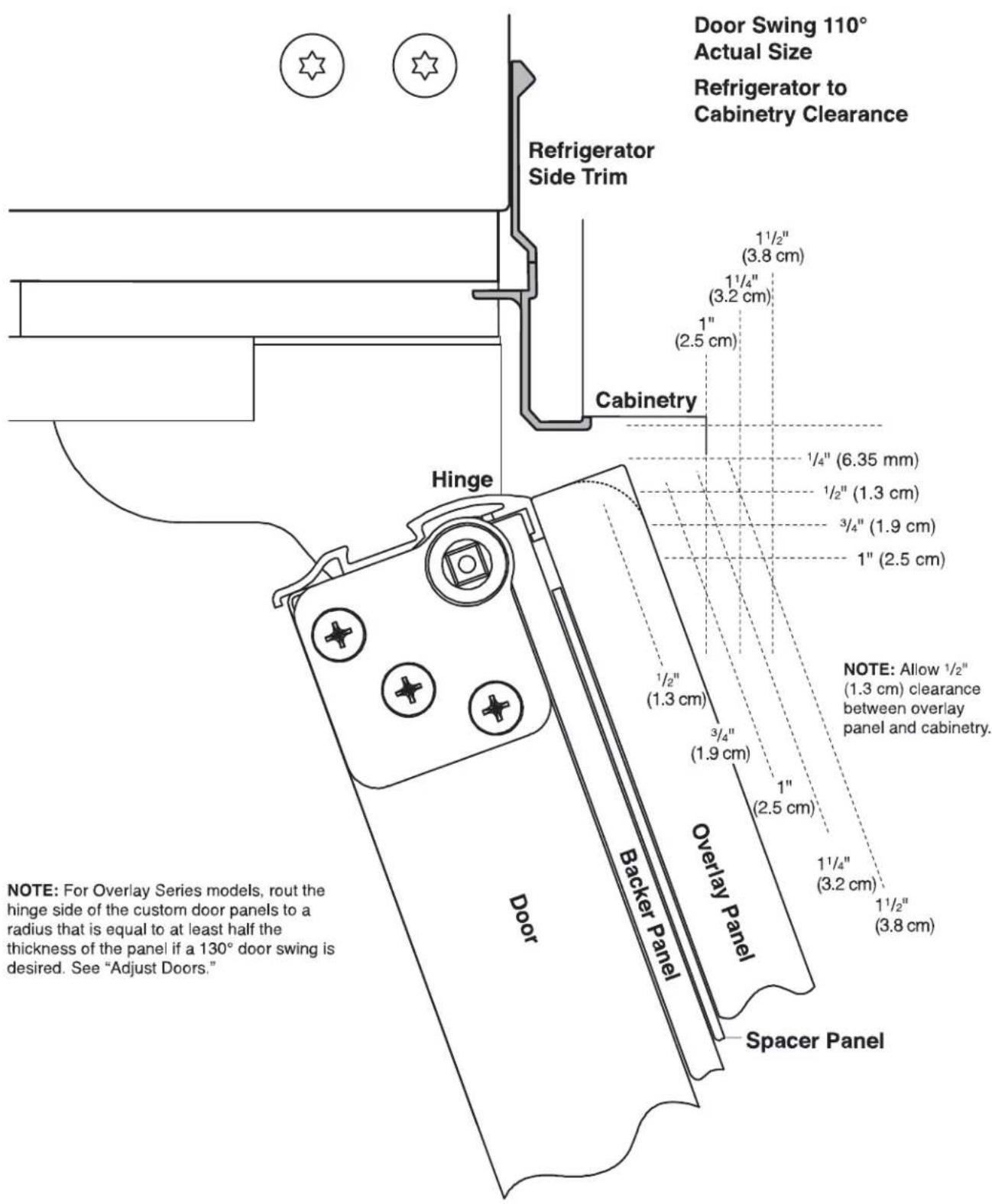KITCHENAID KBSN702MPS - Overlay Series Door Panel and Cabinetry Clearance - 1
