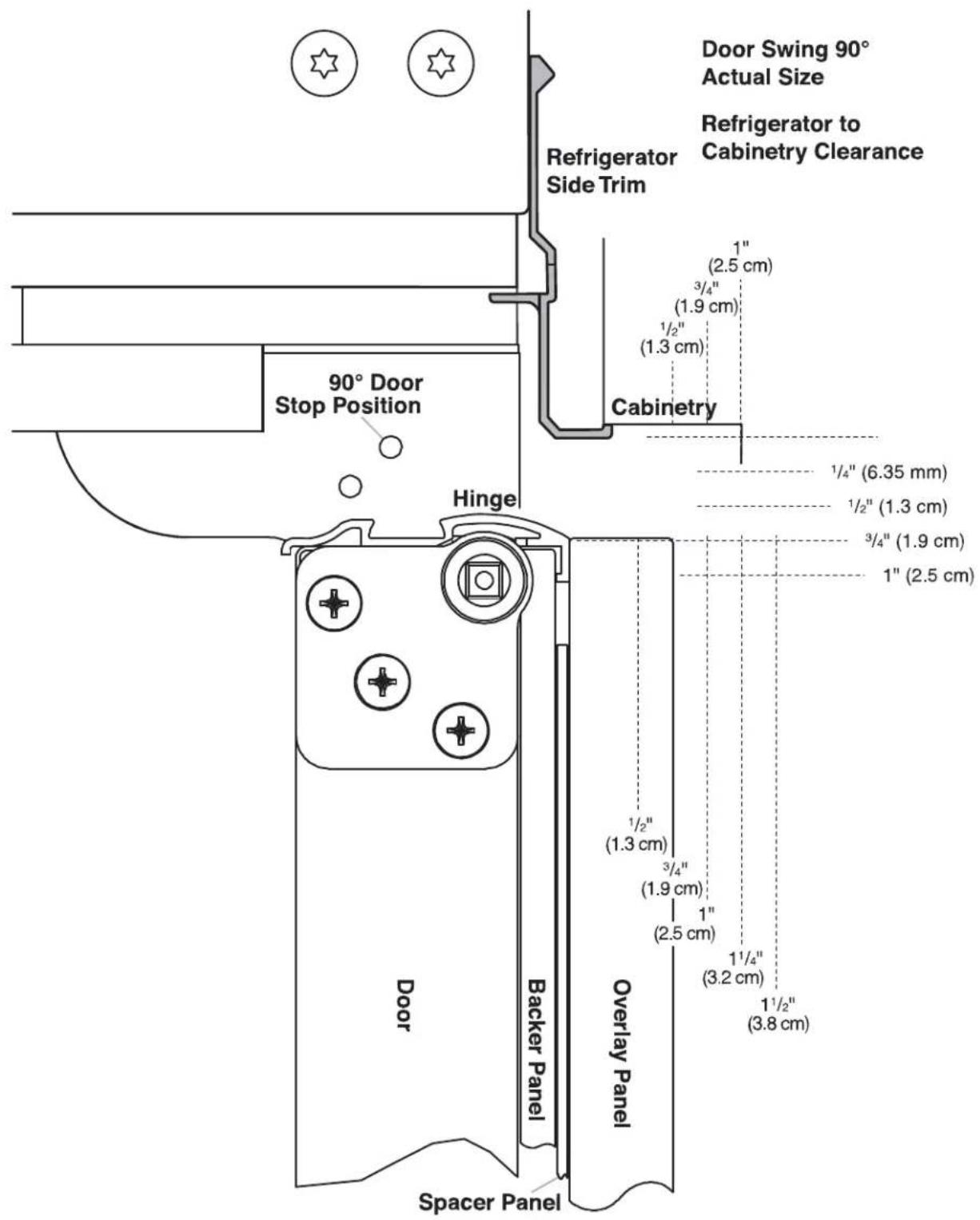 KITCHENAID KBSN702MPA - Overlay Series Door Panel and Cabinetry Clearance - 2