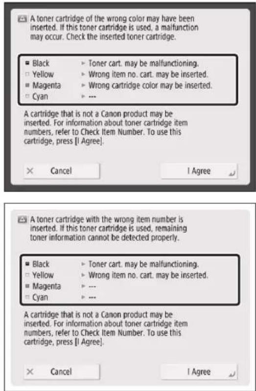 CANON imageRUNNER ADVANCE C3330i - If the Following Screen Is Displayed after Replacing the Toner Cartridge - 1