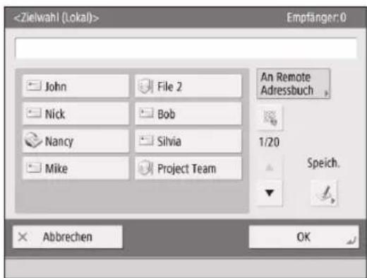 CANON imageRUNNER ADVANCE C3330i - Festlegen des Empfängers mit einer Zielwahl-Taste - 1