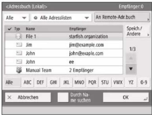 CANON imageRUNNER ADVANCE C3330i - Festlegen eines Empfangers aus dem Adressbuch - 1