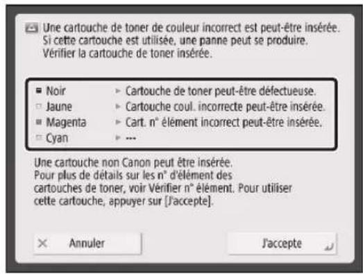 CANON imageRUNNER ADVANCE C3330i - L'écran suivant s'affiche après le remplacement de la cartouche de toner - 1