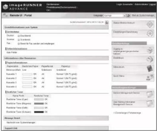 CANON imageRUNNER ADVANCE C3330i - Funktionen per Remote UI - 1