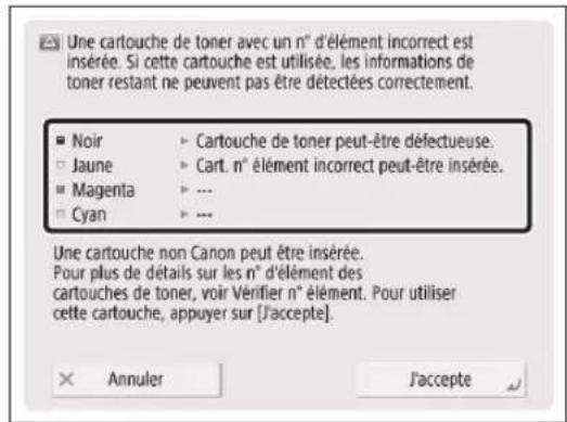 CANON imageRUNNER ADVANCE C3330i - L'écran suivant s'affiche après le remplacement de la cartouche de toner - 2