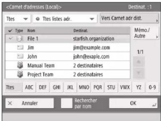 CANON imageRUNNER ADVANCE C3330i - Spcification d'une destination depuis le Carnet d'adresses - 1
