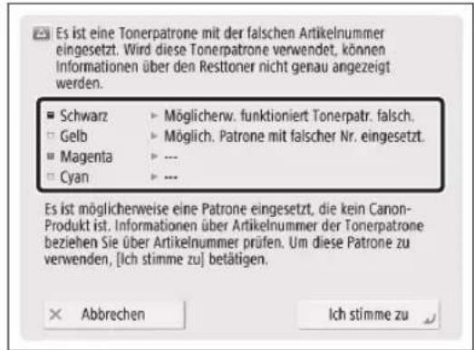 CANON imageRUNNER ADVANCE C3330i - Wenn folgendes Display nach dem Ersetzen der Tonerpatrone angezeigt wird - 2
