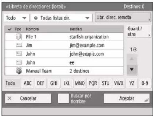 CANON imageRUNNER ADVANCE C3330i - Específicar un destino desde la libreta de direcciones - 1