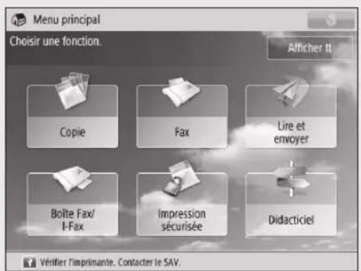 CANON imageRUNNER ADVANCE C3330i - Si un message apparait sur l'afficheur tactile - 1