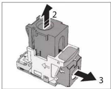 CANON imageRUNNER ADVANCE C3330i - Estrarre il portapunti vuoto alla cartuccia dei puniti. - 2