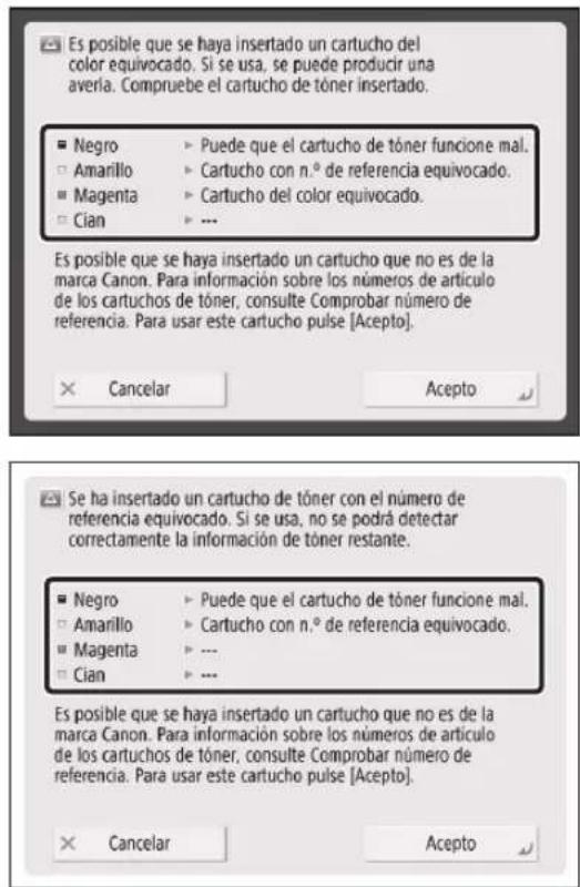 CANON imageRUNNER ADVANCE C3330i - Si aparece lasumae pantalla despues de combustir el cartucho de toner - 1