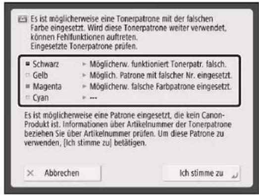 CANON imageRUNNER ADVANCE C3330i - Wenn folgendes Display nach dem Ersetzen der Tonerpatrone angezeigt wird - 1