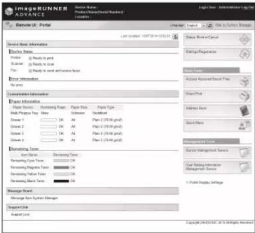 CANON imageRUNNER ADVANCE C3330i - What the Remote UI Can Do - 1