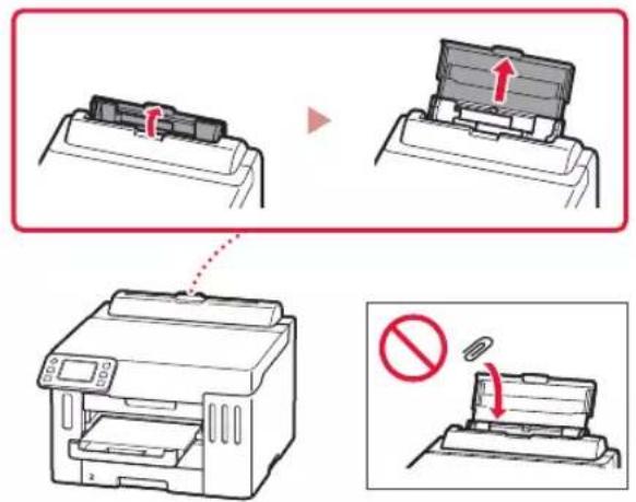 Diagram illustrating printer press operation with labeled steps and prohibition symbol