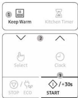 SAMSUNG MS22M8254AT - Uso de las functions de Mantener caliente - 2