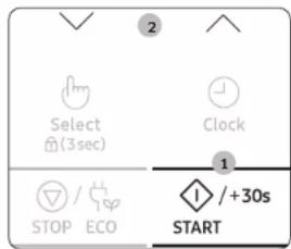 Select (3sec) Clock STOP / + ECO START 1 2