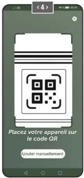 (4) Placez votre appareil sur le code QR Ajouter manuellement