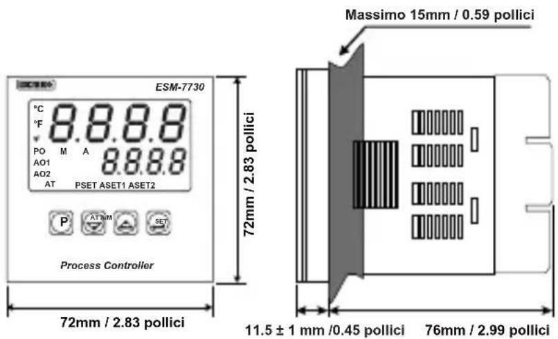 Emko ESM-7730 - Distanza minima tra i centri di taglio del pannello: - 7