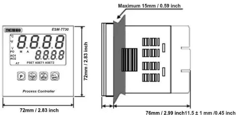 Emko ESM-7730 - Minimum Distance Between Panel Cut-Out Centers: - 7