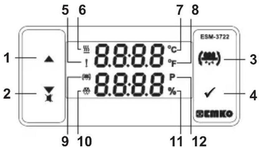 Emko ESM-3721HT - 4.Front Panel Definition and Accessing to the Menus - 1
