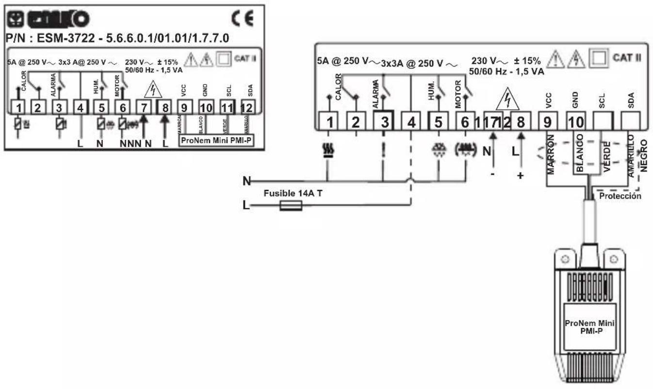 Emko ESM-3721HT - Etiqueta del dispositivo y diagrama de conexión - 2