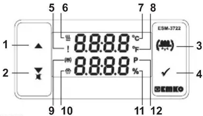 Emko ESM-3721HT - Bedienfelddefinition und Menü-Zugriff - 1